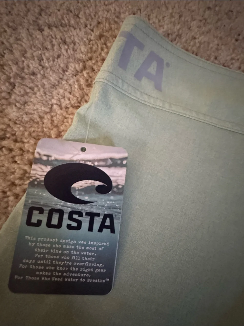 Costa Men's Light Sage Athletic Shorts with Black Drawstring